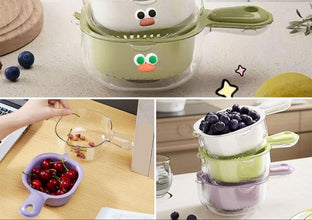 Strainer Dual-Layer Veggie & Fruit Draining Basket with Handle